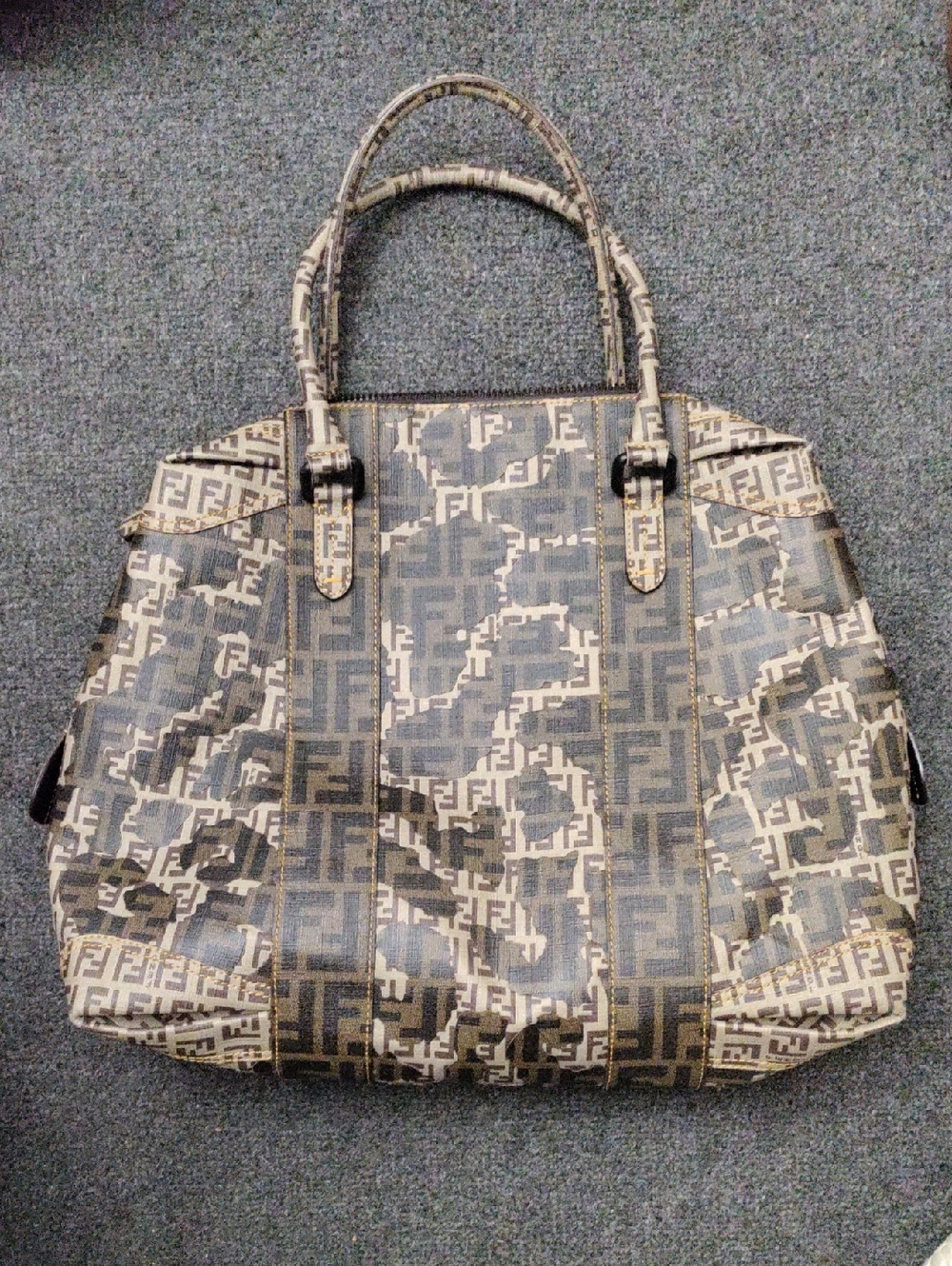 FENDI B Mix Baulotto Zucca Camo Camouflage Tote